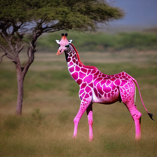 A pink colored giraffe